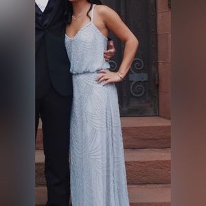 Adrianna Papell Art Deco Blouson Beaded Gown